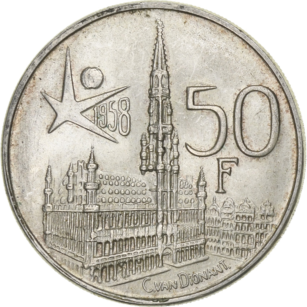 Belgium, 50 Francs, 50 Frank, 1958, Silver, VF(30-35), KM:150.1