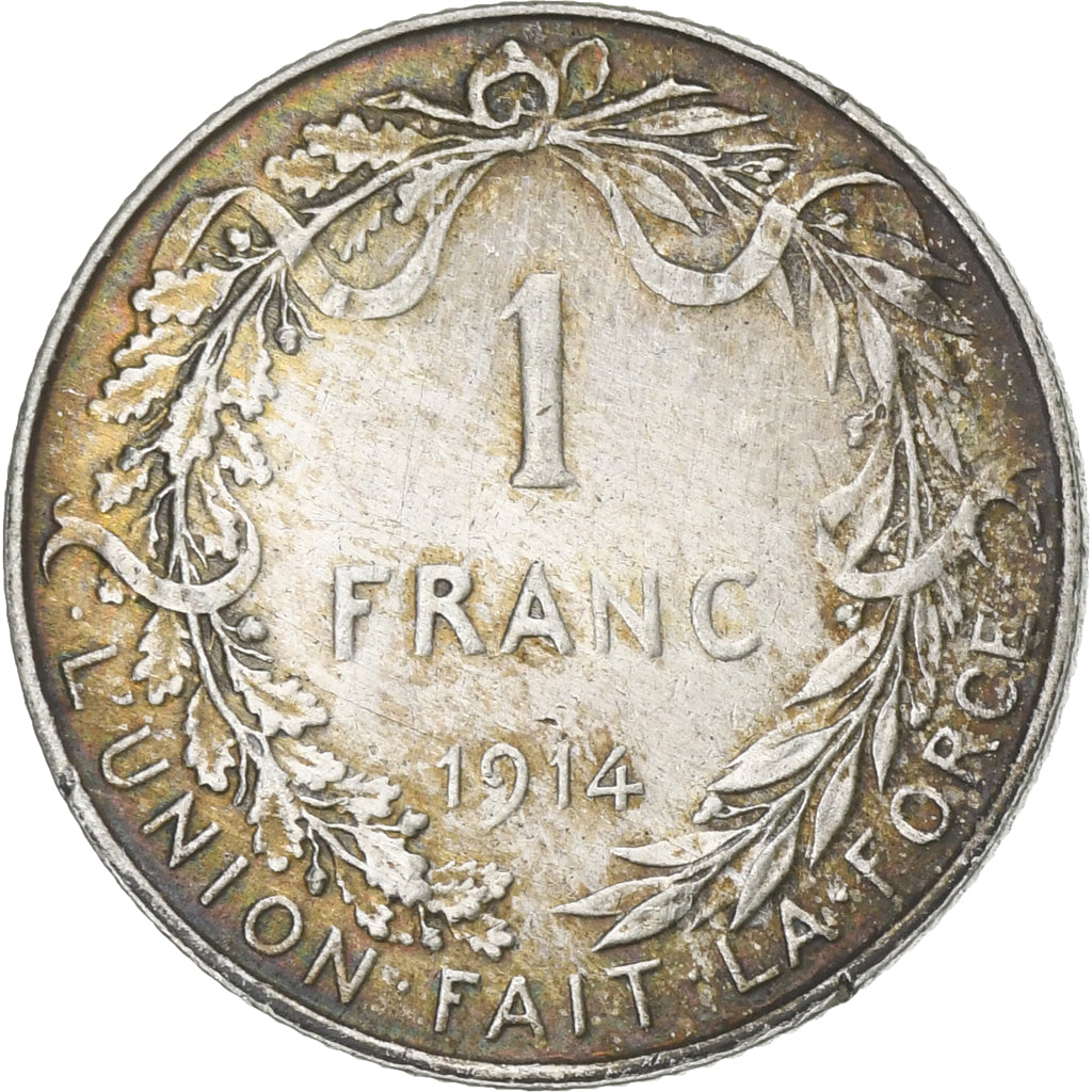 België, Albert I, Franc, 1914, Zilver, ZF, KM:72