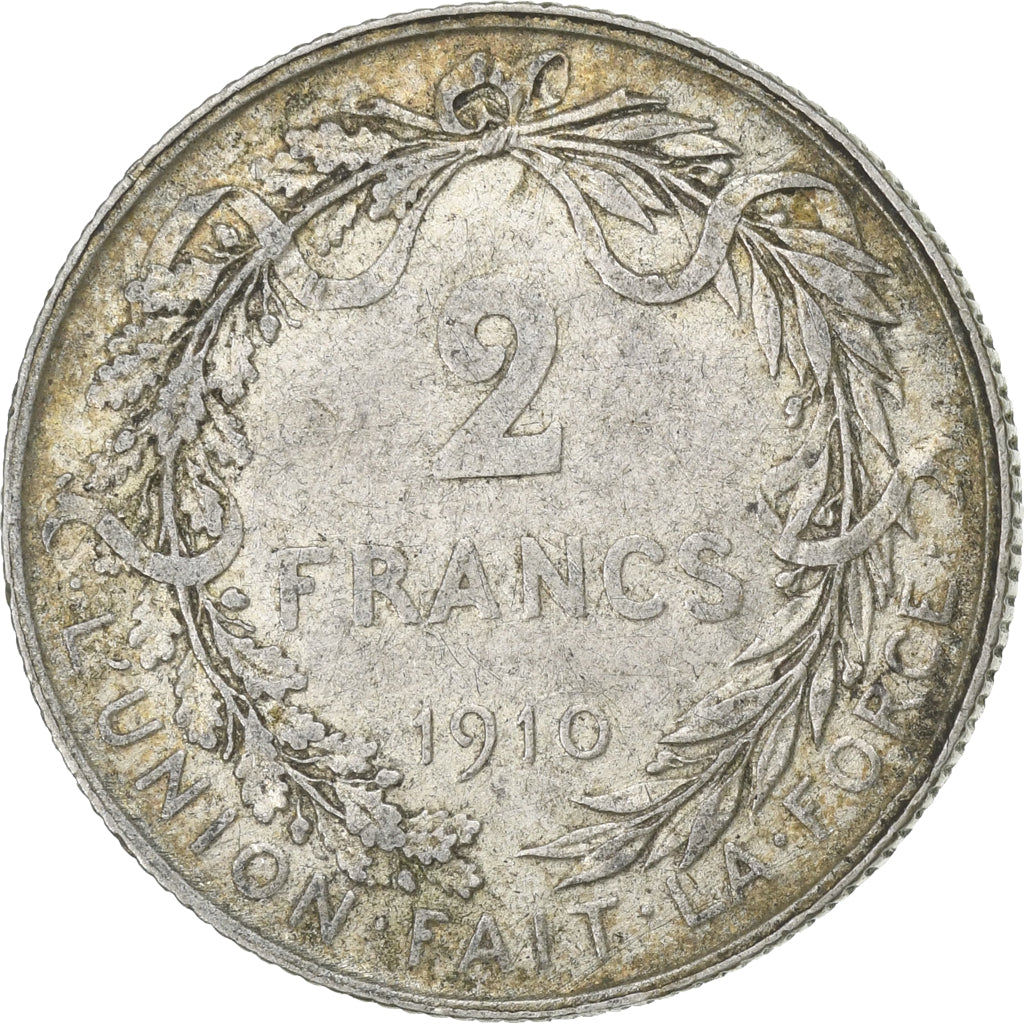 Belgium, 2 Francs, 2 Frank, 1910, Silver, VF(30-35), KM:74