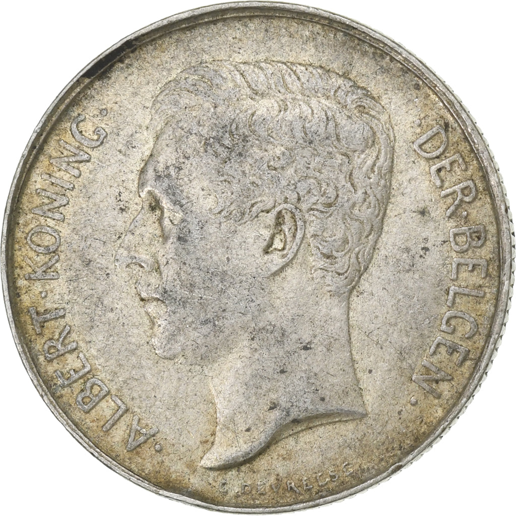 Coin, Belgium, Albert I, 2 Frank, 1911, Royal Belgium Mint, EF(40-45), Silver