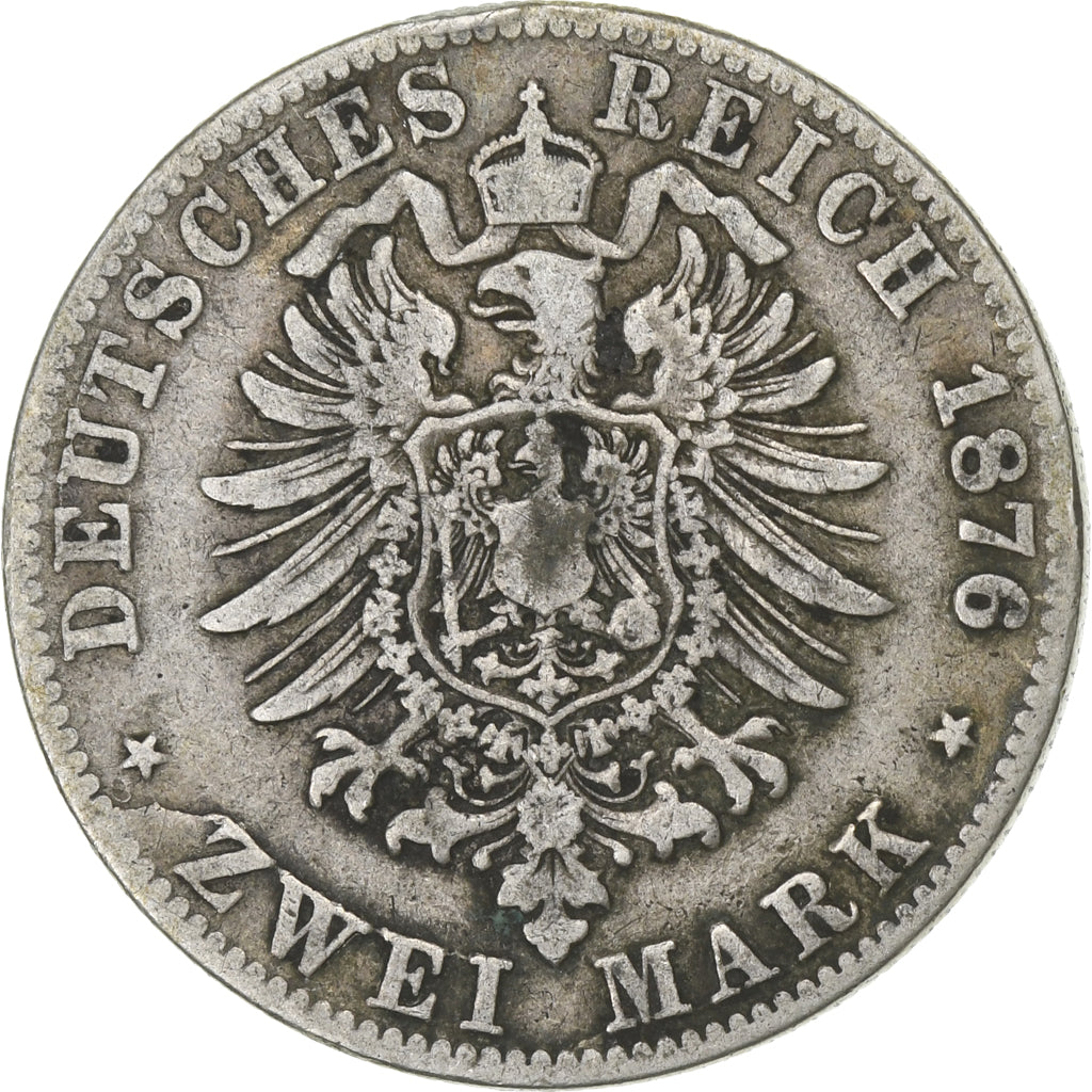 Moeda, Estados Alemães, PRUSSIA, Wilhelm I, 2 Mark, 1876, Cleves, VF(30-35)