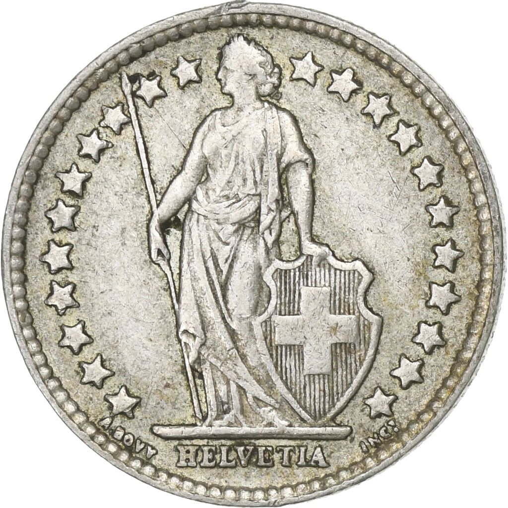 Moneda, Suiza, 1/2 Franc, 1943, Bern, BC+, Plata, KM:23