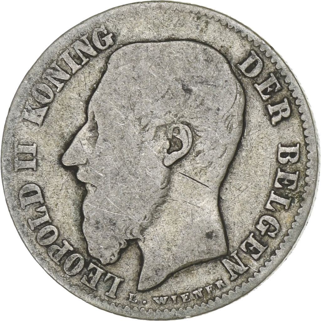 Bélgica, Leopold II, 50 Centimes, 1899, Plata, BC, KM:26