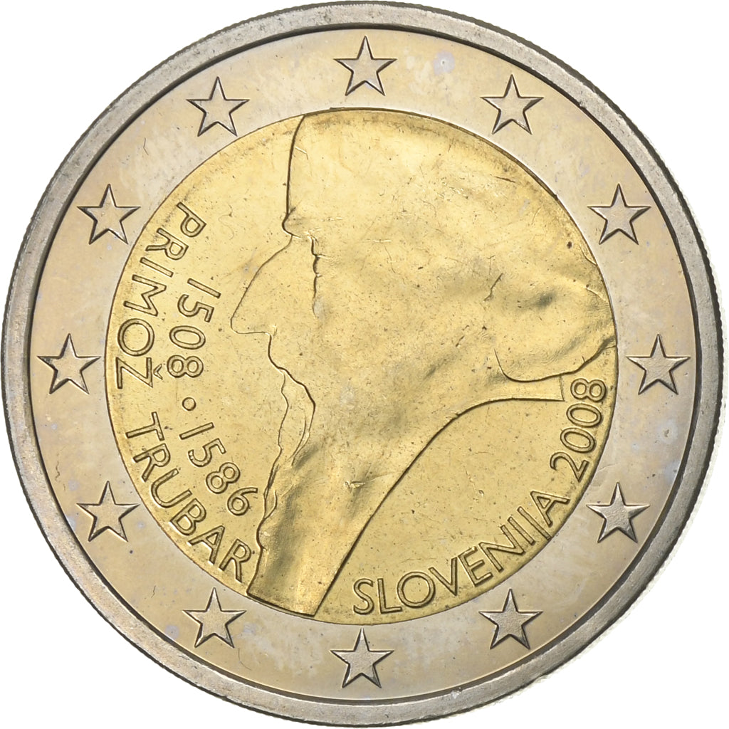 Slovenia, 2 Euro, Primoz Tubar, 2008, Bi-Metallic, UNC, KM:80