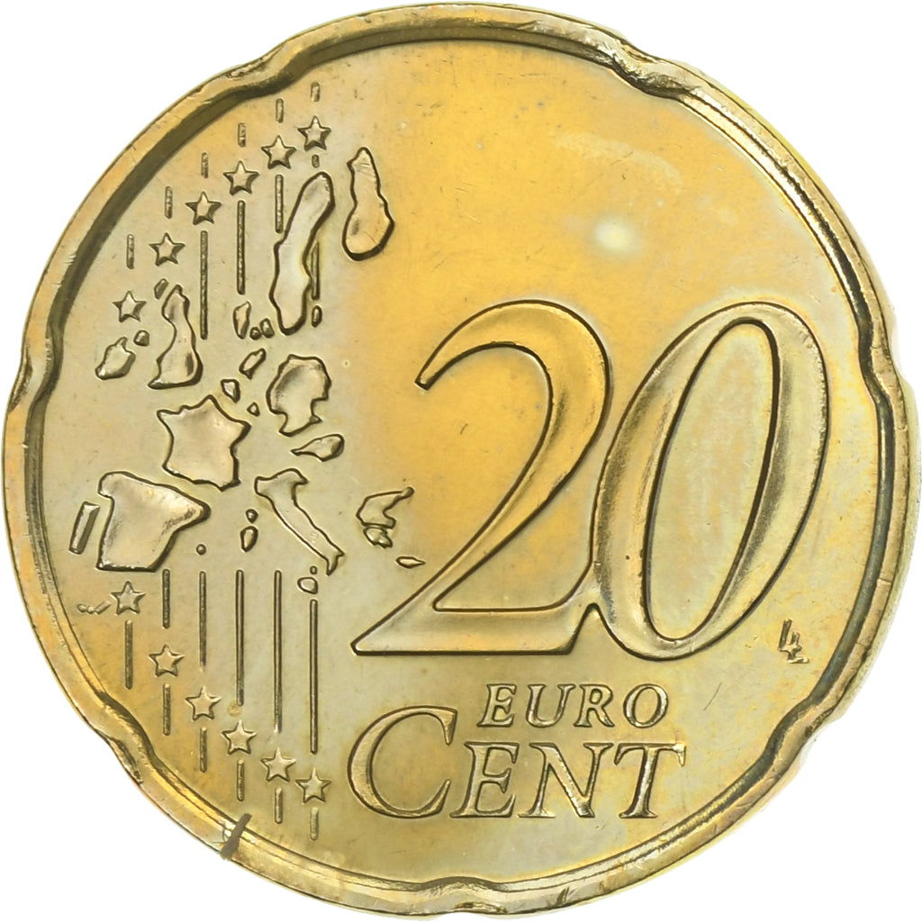 Monaco, Rainier III, 20 Euro Cent, 2002, Paris, Brass, MS(64), Gadoury:MC176