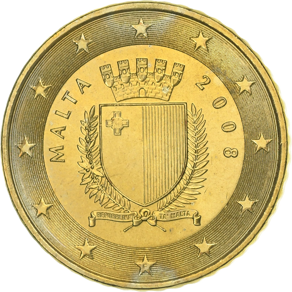 Malta, 50 Euro Cent, 2008, Paris, SC+, Latón, KM:130