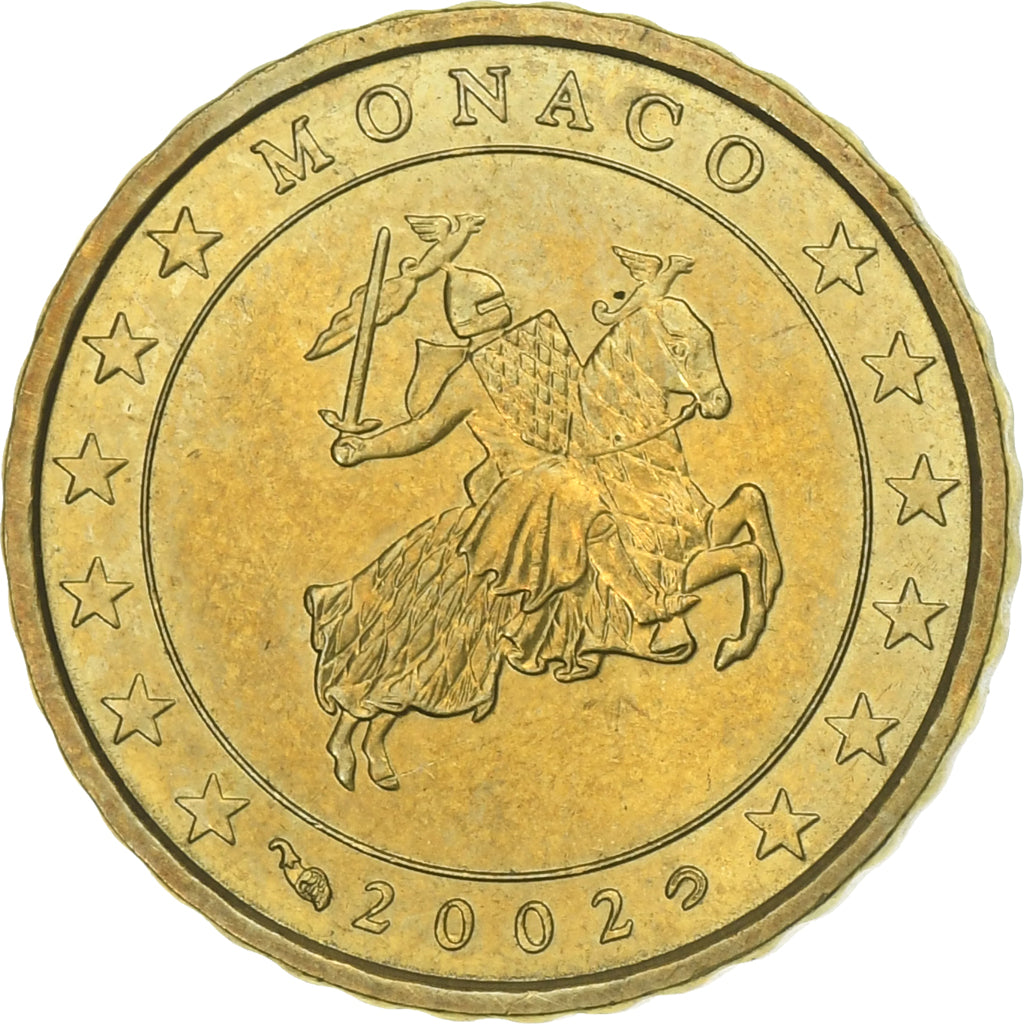 Monaco, Rainier III, 10 Euro Cent, 2002, Paris, MS(63), Brass, Gadoury:MC175