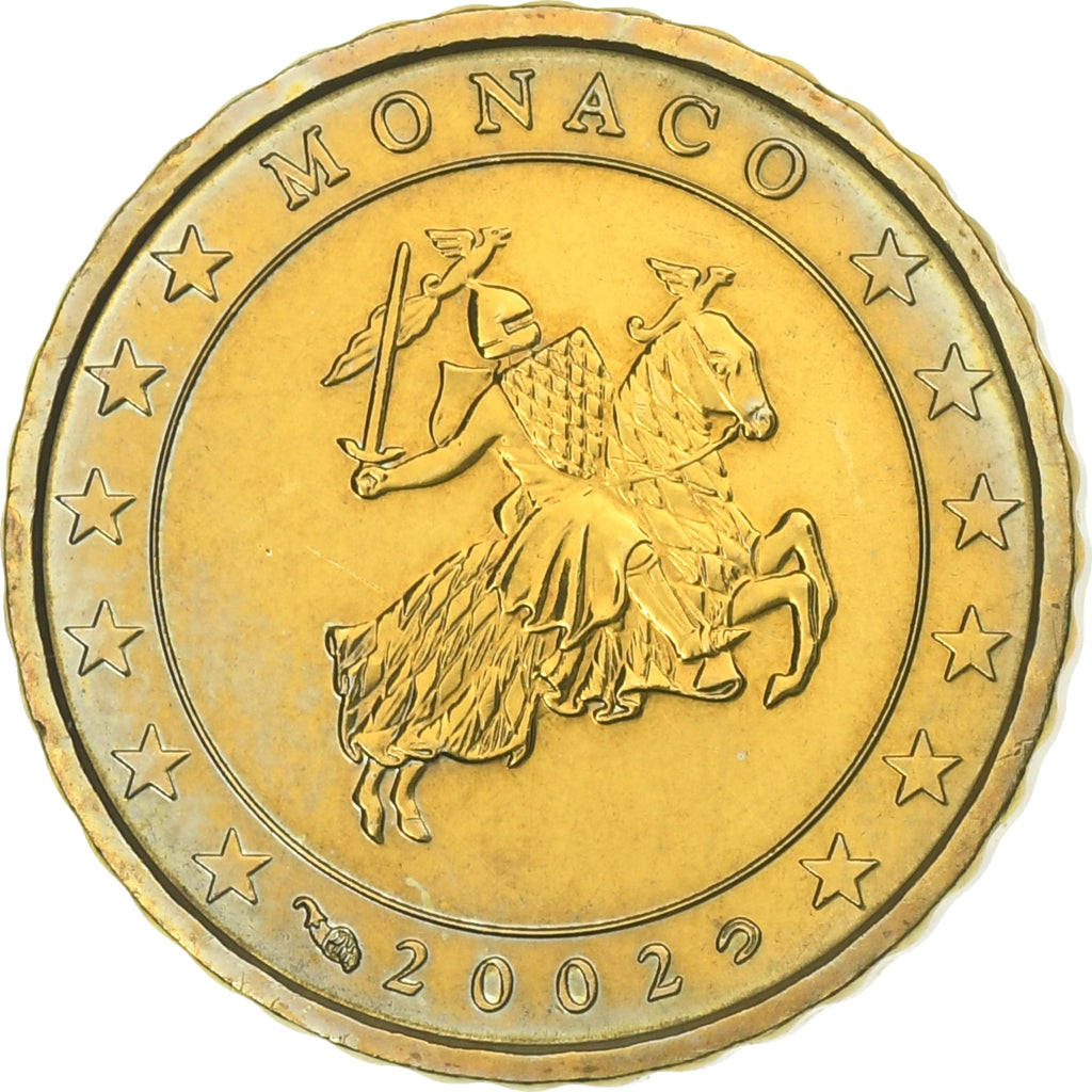 Monaco, Rainier III, 10 Euro Cent, 2002, Paris, MS(63), Brass, Gadoury:MC175