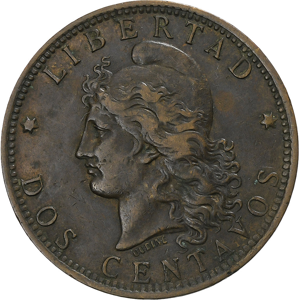 Argentinië, 2 Centavos, 1890, Bronzen, ZF, KM:33