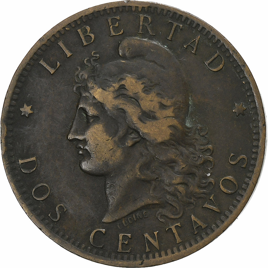 Argentina, 2 Centavos, 1884, Brązowy, EF(40-45), KM:33