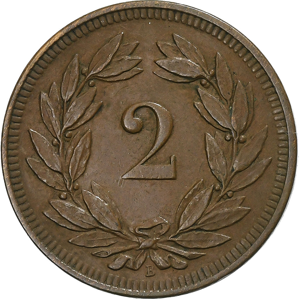 Suiza, 2 Rappen, 1893, Bern, Bronce, MBC, KM:4.1