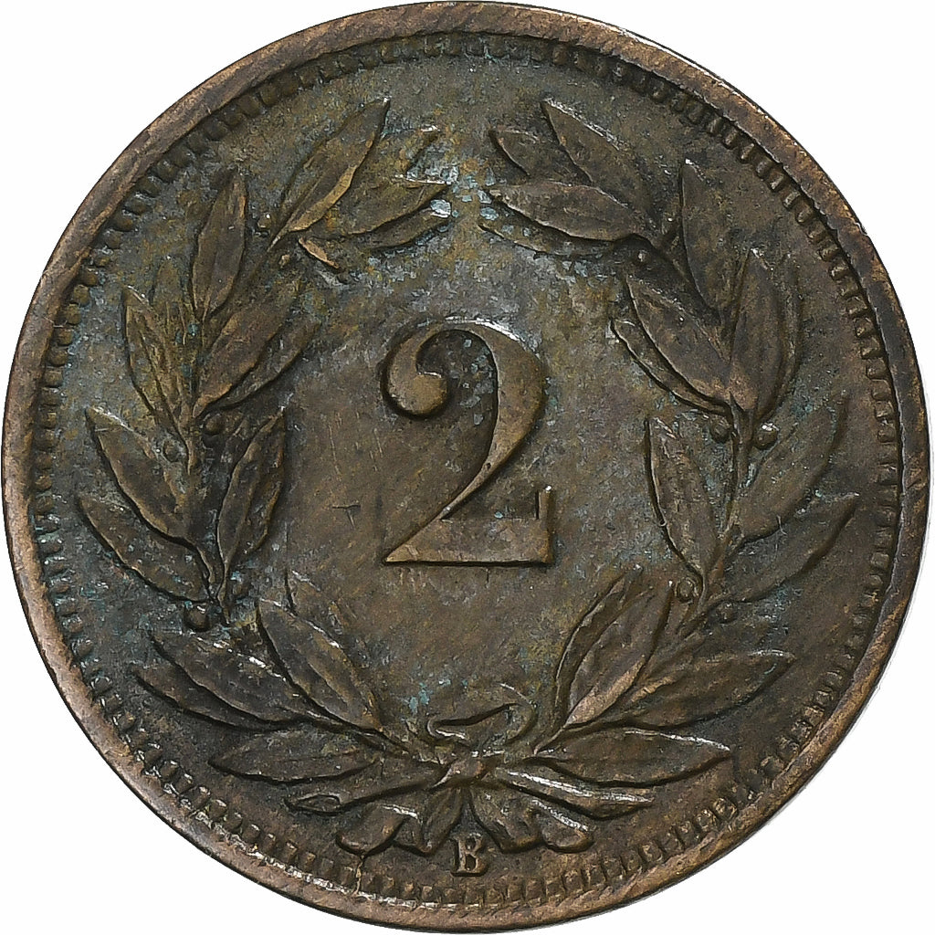 Svizzera, 2 Rappen, 1907, Bern, Bronzo, MB, KM:4.1
