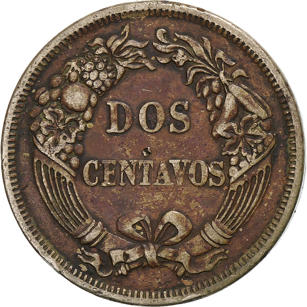 Peru, SOUTH PERU, 2 Centavos, 1863, Miedź lub Brąz, VF(30-35), KM:188.2