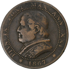 Coin, ITALIAN STATES, Pius IX, Soldo, 1867, Roma, VF(30-35), Copper