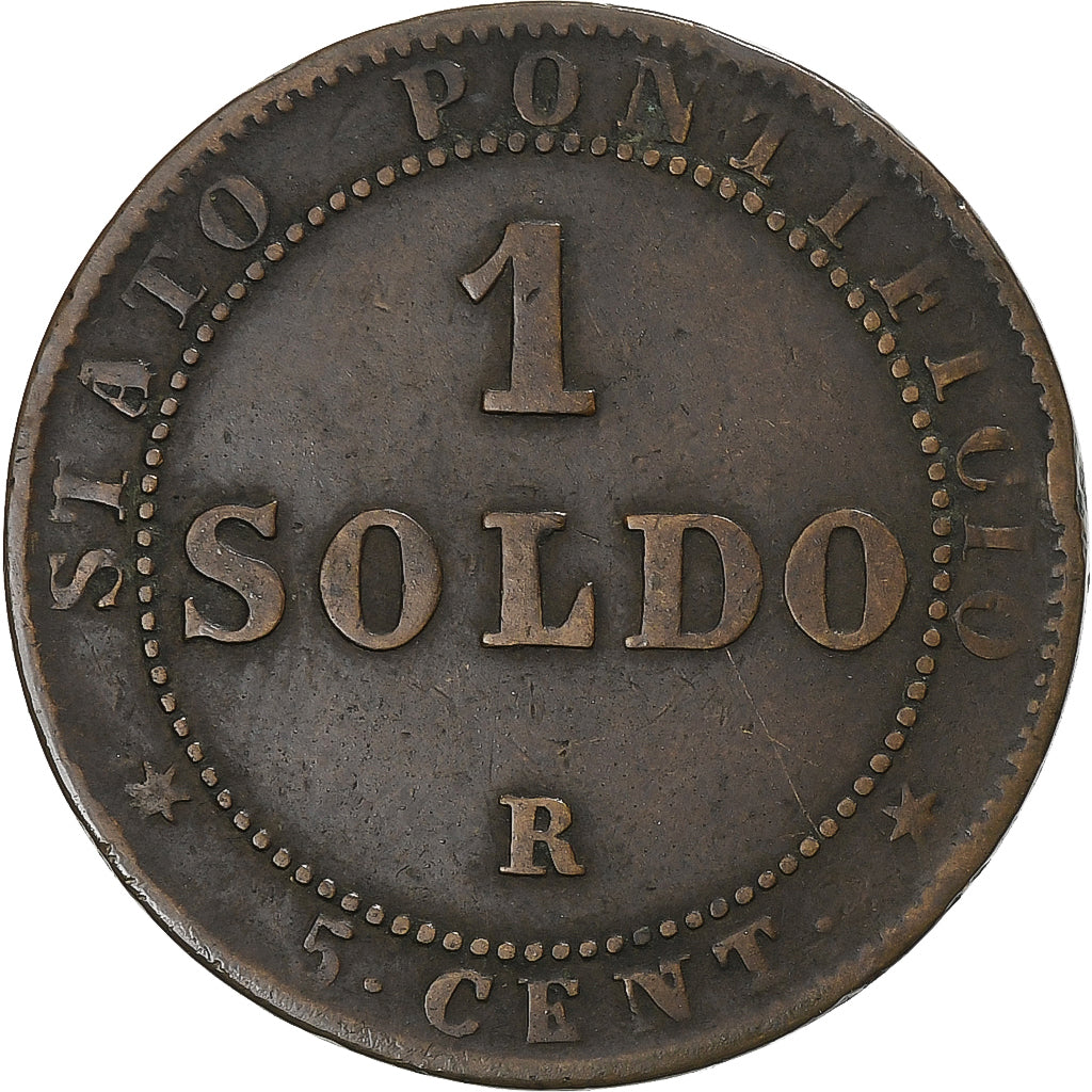 Moneta, STATI ITALIANI, Pius IX, Soldo, 1867, Roma, MB+, Rame
