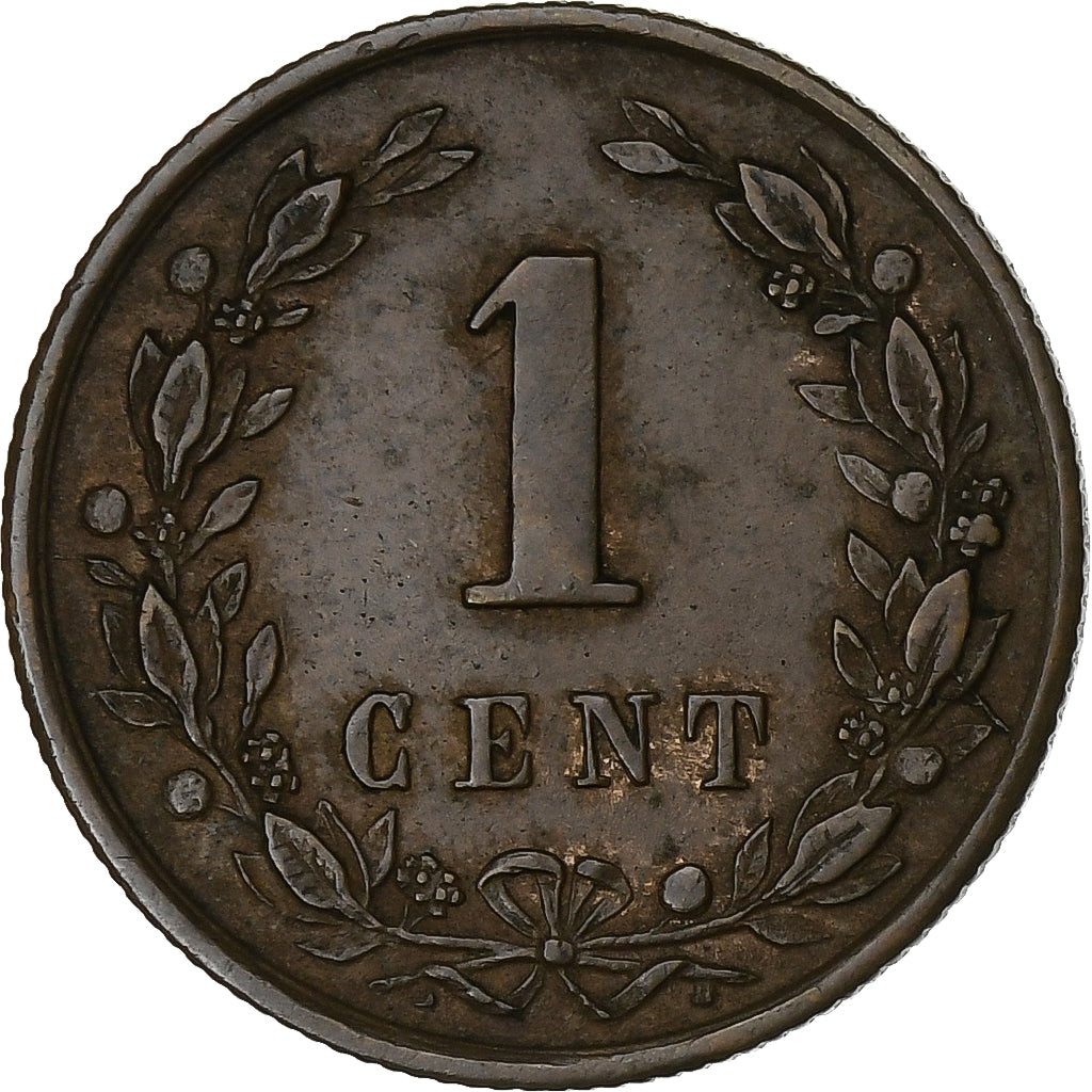 Países Bajos, William III, Cent, 1884, Bronce, BC+, KM:107.1