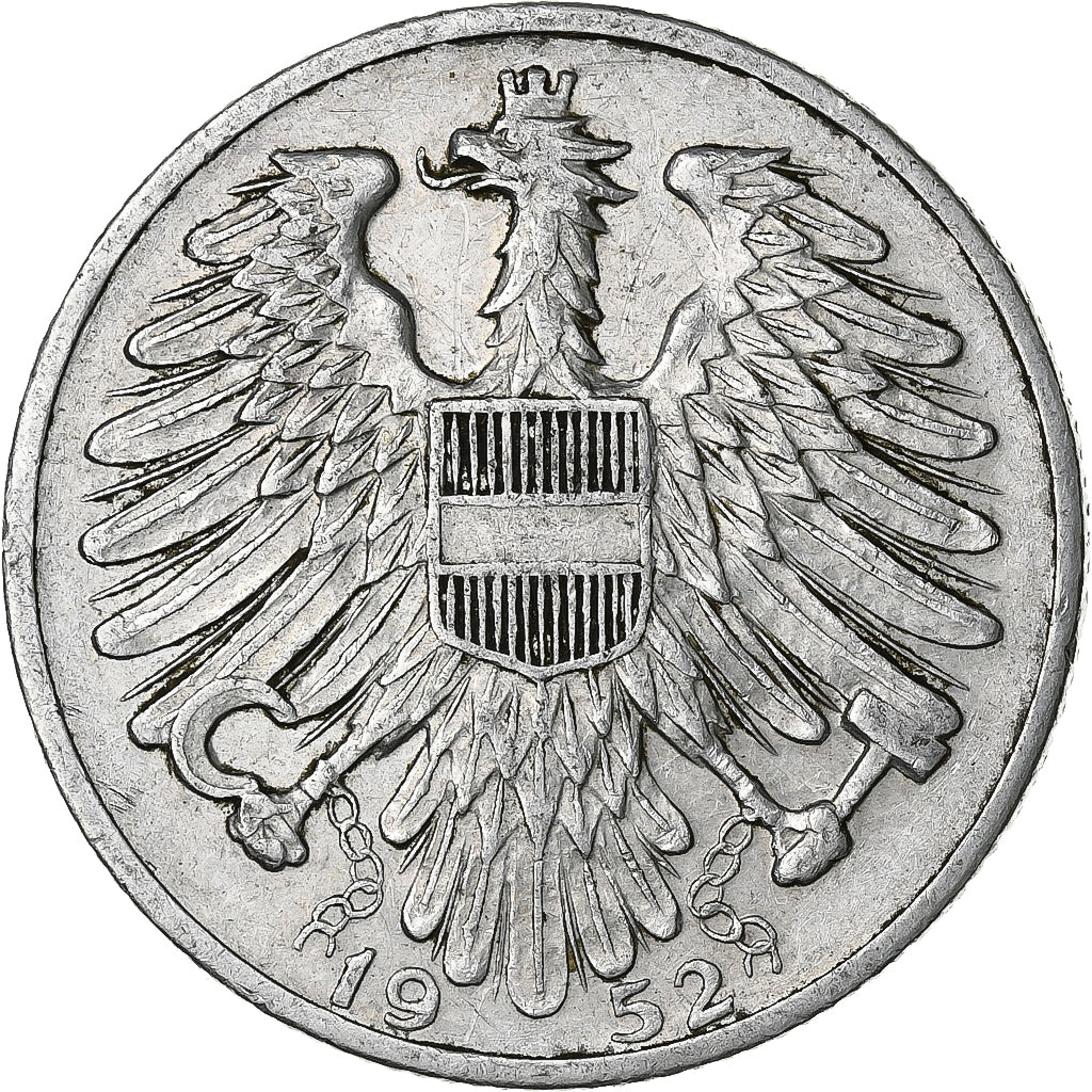 Coin, Austria, 5 Schilling, 1952, EF(40-45), Aluminum, KM:2879