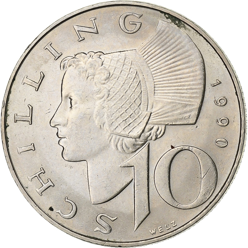 Austria, 10 Schilling, 1990, EF(40-45), Copper-Nickel Plated Nickel, KM:2918