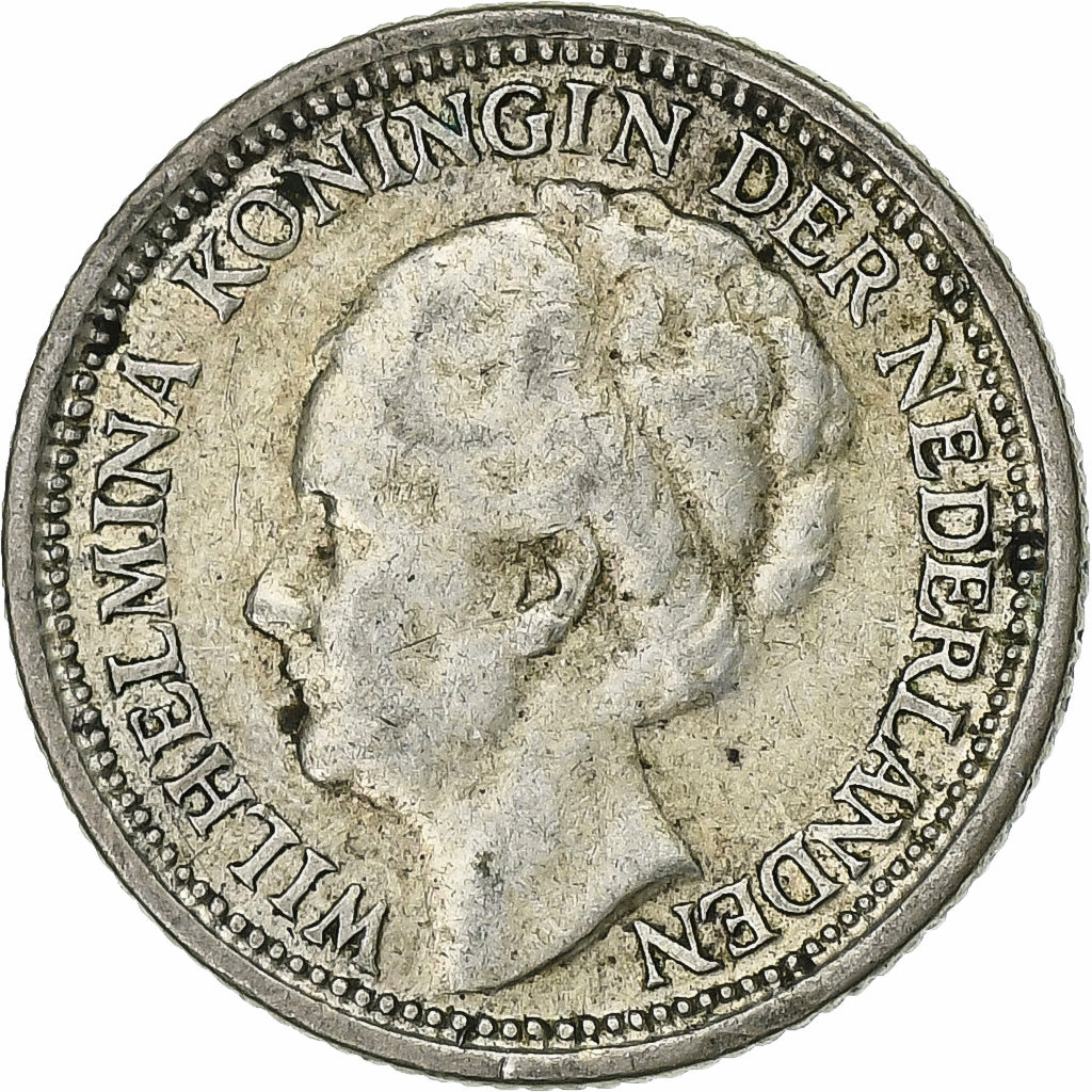 Paesi Bassi, Wilhelmina I, 10 Cents, 1939, Argento, MB, KM:163