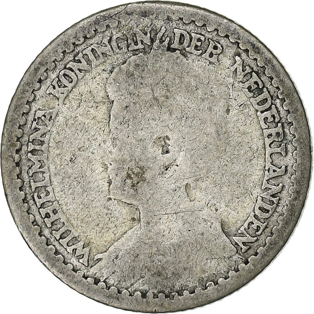 Paesi Bassi, Wilhelmina I, 10 Cents, 1910, Argento, B+, KM:163