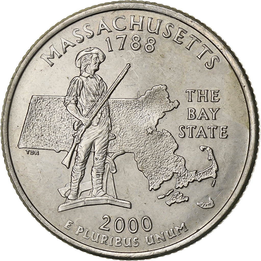 Estados Unidos da América, Quarter, Massachusetts, 2000, Denver, Cobre