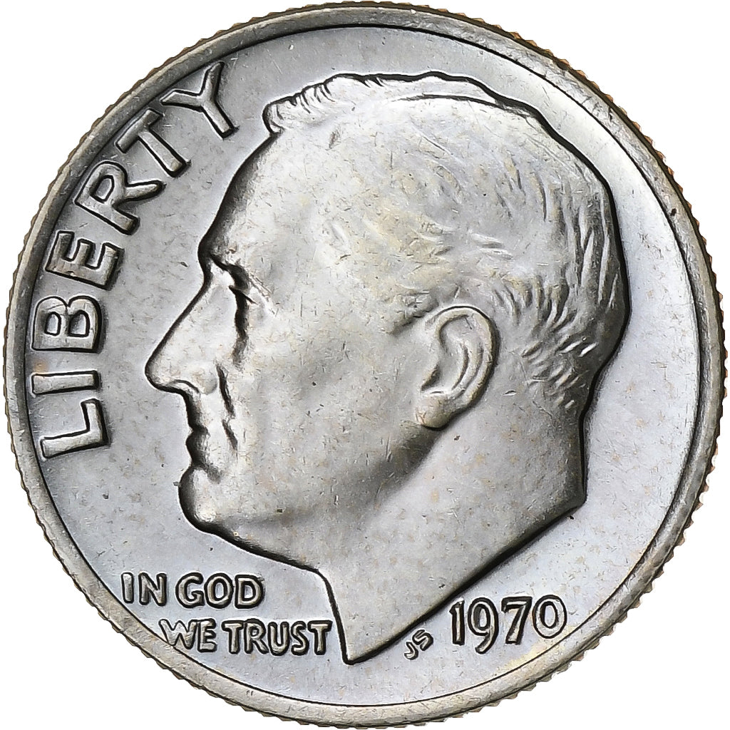 Estados Unidos da América, Dime, Roosevelt Dime, 1970, U.S. Mint, Cobre