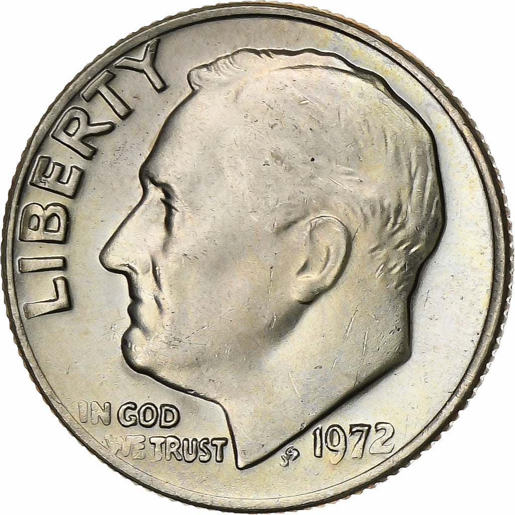 Estados Unidos da América, Dime, Roosevelt Dime, 1972, U.S. Mint, Cobre