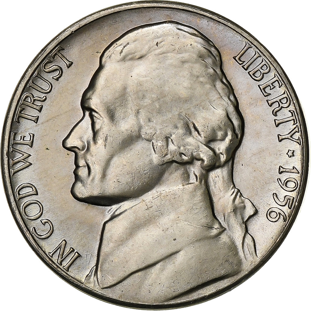 Verenigde Staten, 5 Cents, Jefferson Nickel, 1956, U.S. Mint, Cupro-nikkel, UNC