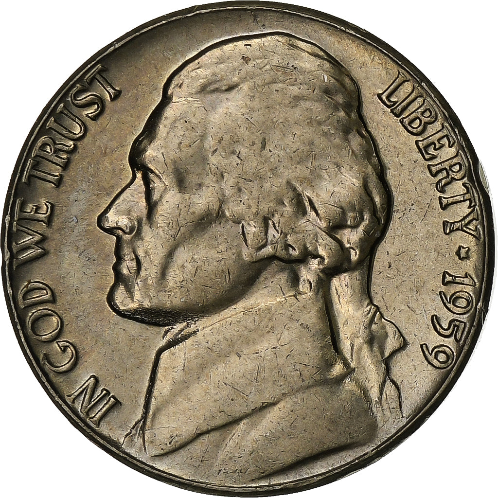 Verenigde Staten, 5 Cents, Jefferson Nickel, 1959, U.S. Mint, Cupro-nikkel, UNC