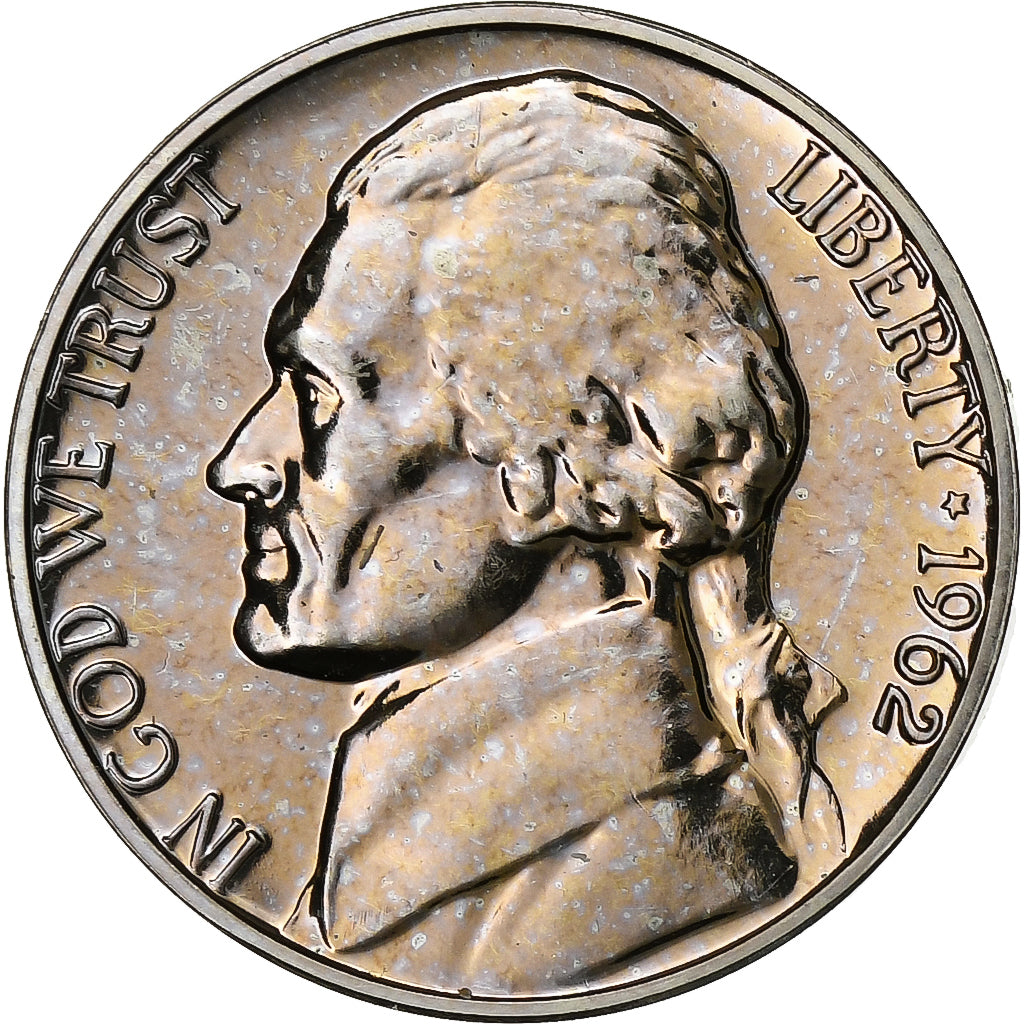 United States, 5 Cents, Jefferson Nickel, 1962, U.S. Mint, Copper-nickel