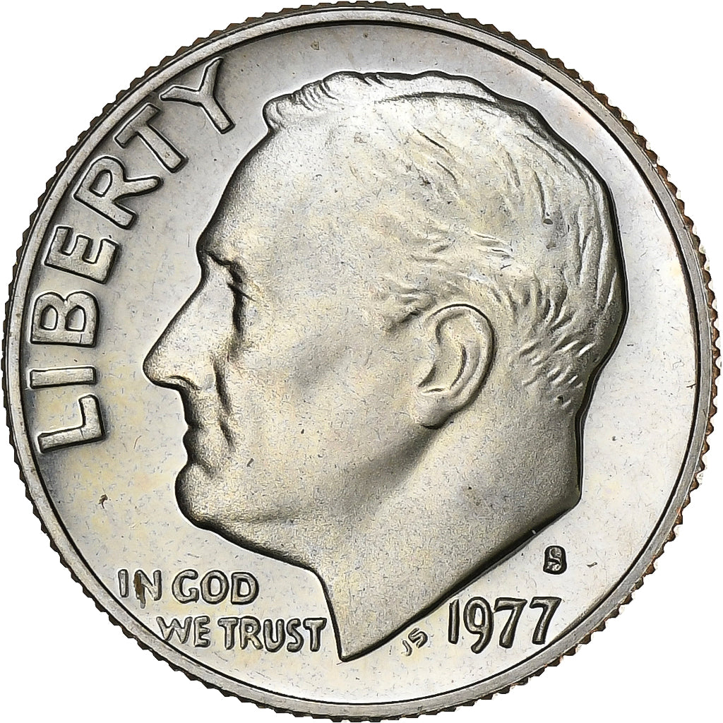 USA, Dime, 1977, San Francisco, Srebro, MS(65-70)