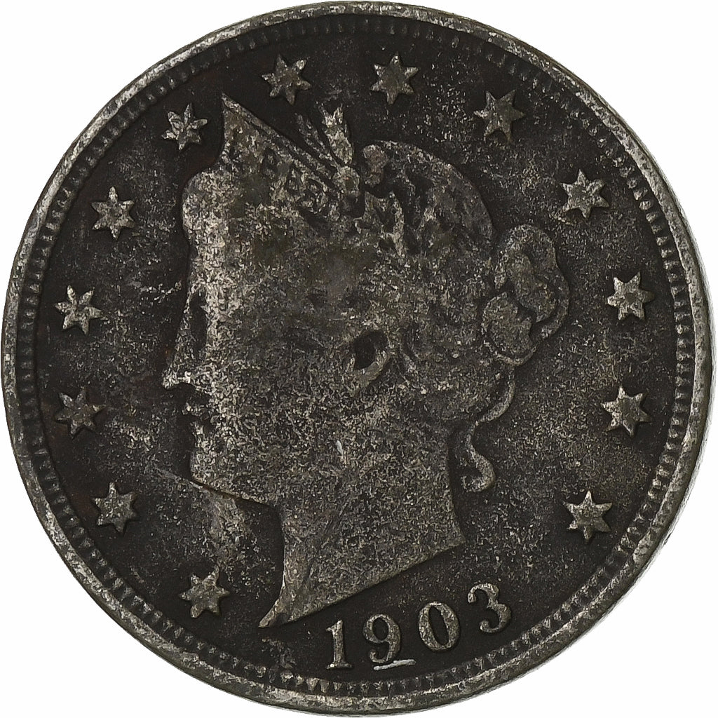 Estados Unidos, 5 Cents, Liberty Nickel, 1903, U.S. Mint, Cobre - níquel, BC