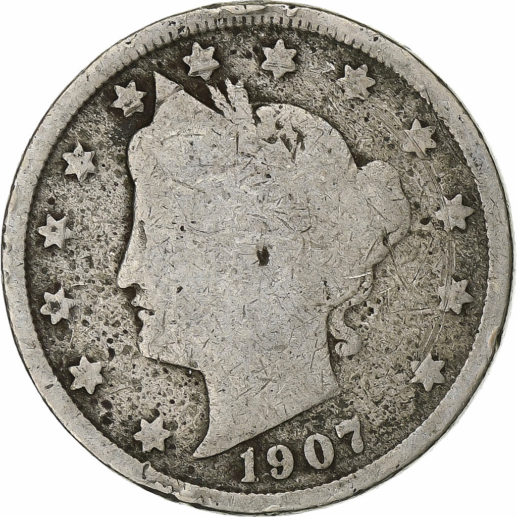 United States, 5 Cents, Liberty Nickel, 1907, U.S. Mint, Copper-nickel