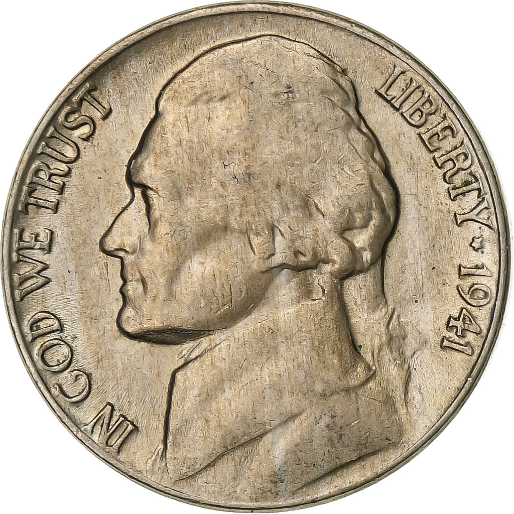 USA, 5 Cents, Jefferson Nickel, 1941, U.S. Mint, Miedź-Nikiel, EF(40-45)