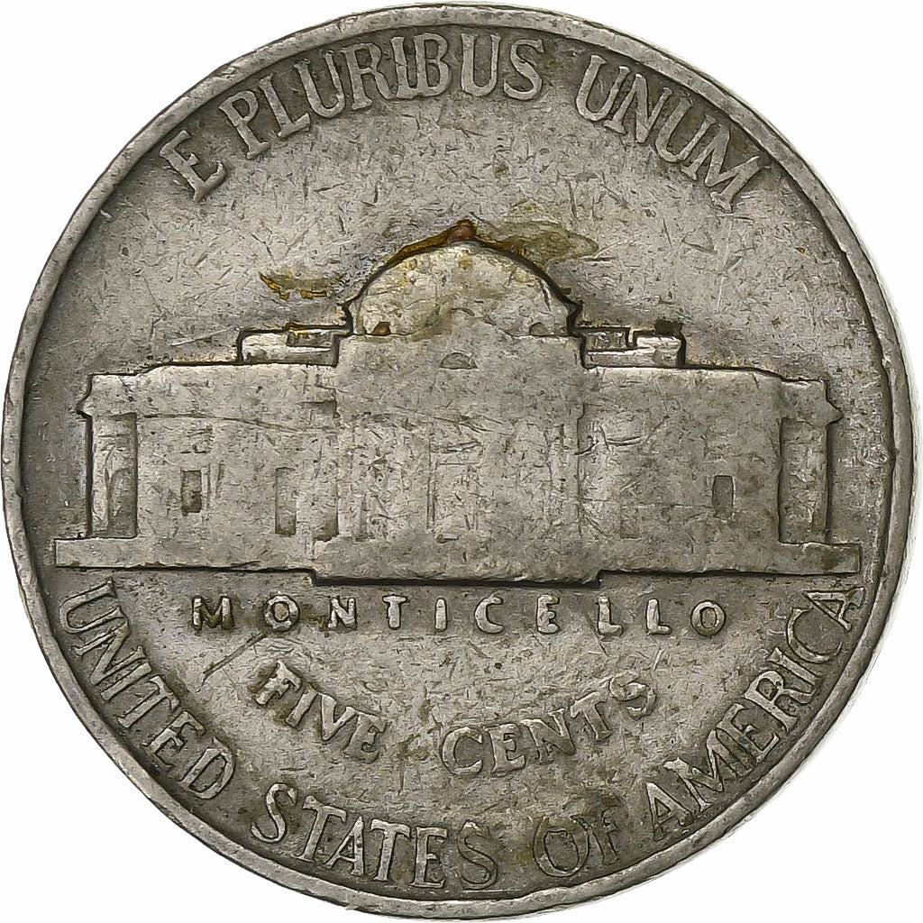 Stati Uniti, 5 Cents, Jefferson Nickel, 1942, U.S. Mint, Rame-nichel, BB, KM:192