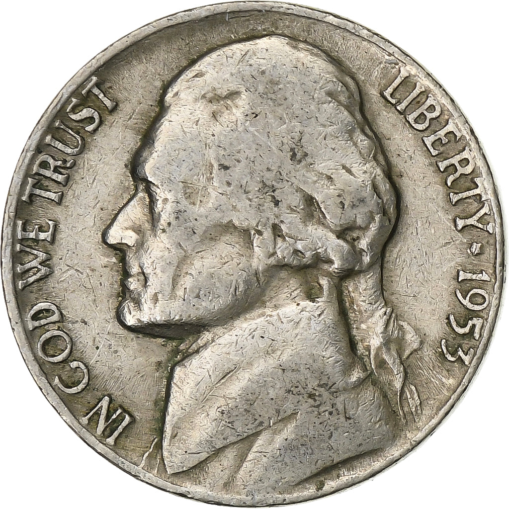 Estados Unidos, 5 Cents, Jefferson Nickel, 1953, Denver, Cobre - níquel, MBC