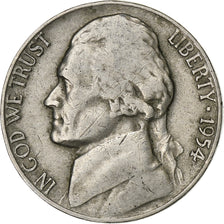 United States, 5 Cents, Jefferson Nickel, 1954, U.S. Mint, Copper-nickel