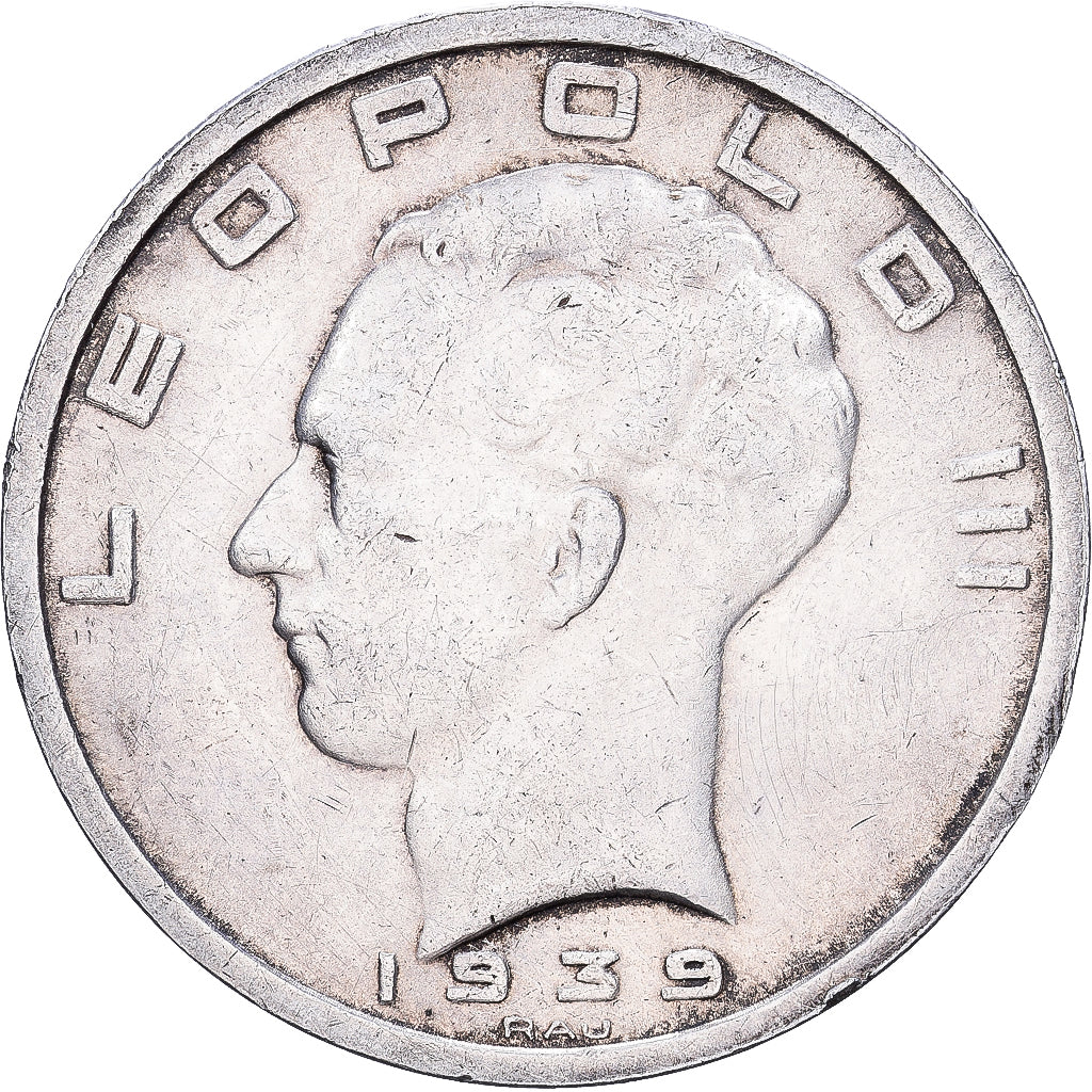 België, Leopold III, 50 Francs, 50 Frank, 1939, Brussels, Zilver, ZF, KM:72