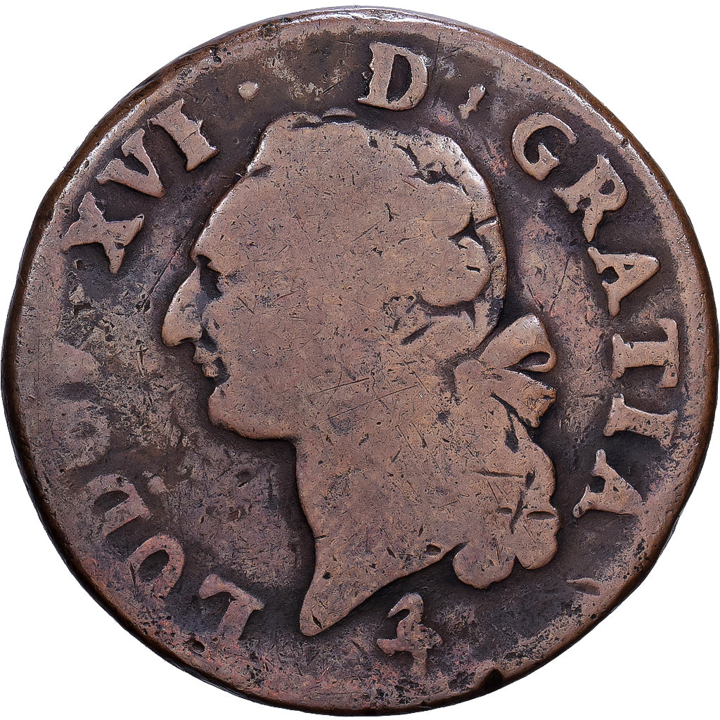 Frankreich, Louis XVI, Sol, 1791, Paris, Cuivre, SGE