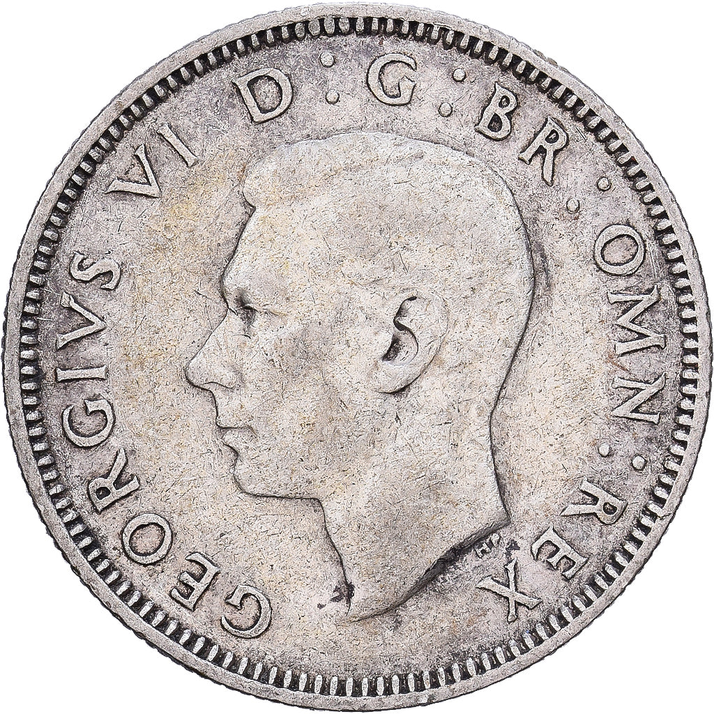 Reino Unido, George VI, 1 Shilling, 1945, British Royal Mint, Plata, BC+