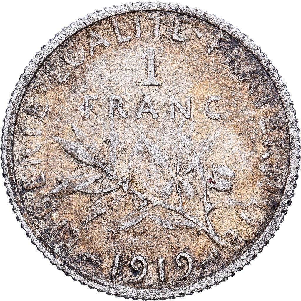 Francia, 1 Franc, Semeuse, 1919, Paris, Plata, BC