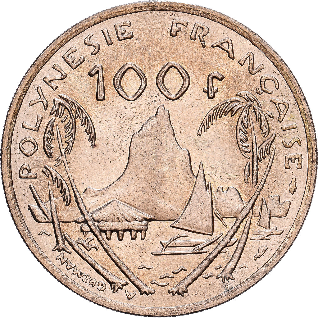 Polinezja Francuska, 100 Francs, 1976, Paris, Mosiądz niklowy, EF(40-45)