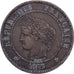 France, 2 Centimes, 1877, Paris, Bronze, VG10