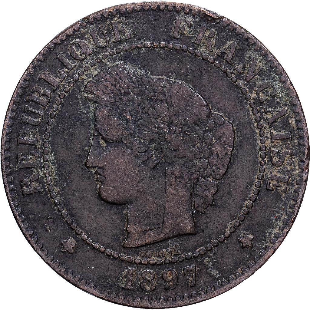 France, 5 Centimes, 1897, Paris, Bronze, AB+