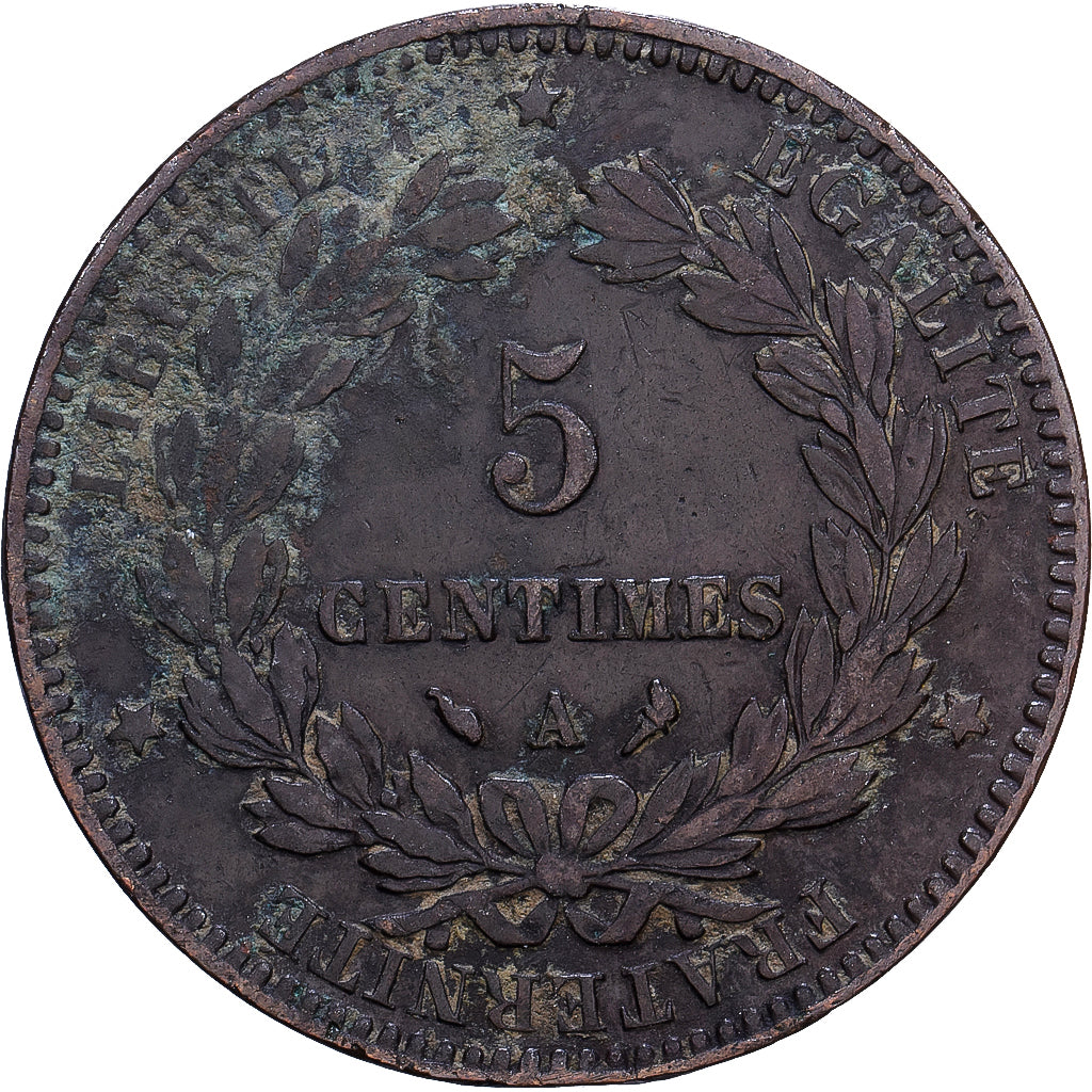 France, 5 Centimes, 1897, Paris, Bronze, AB+
