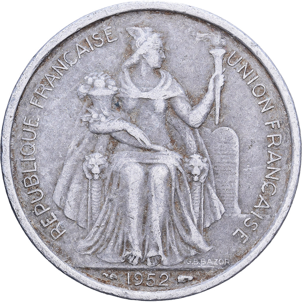Polinesia francese, 5 Francs, 1952, Paris, Alluminio, MB+