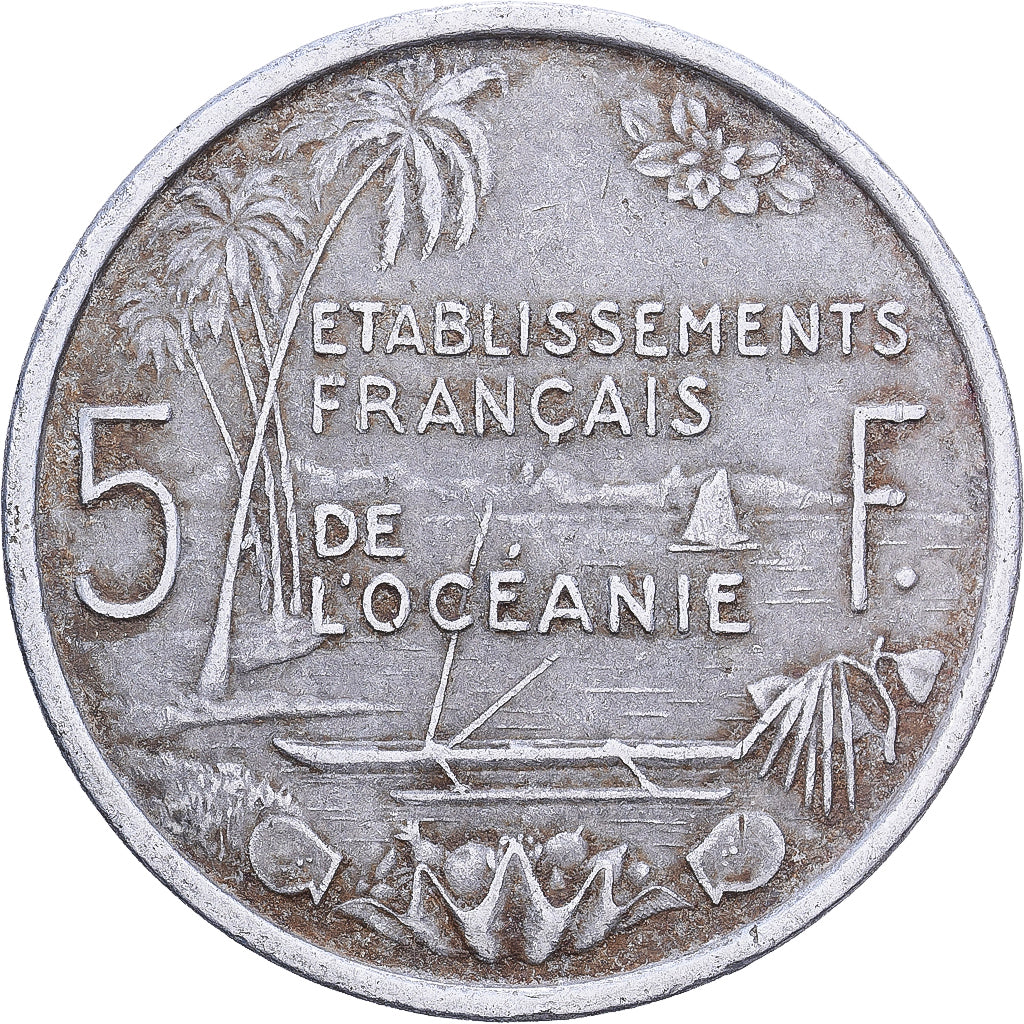 Polinesia francese, 5 Francs, 1952, Paris, Alluminio, MB+