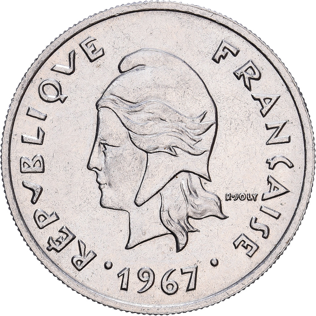 French Polynesia, 10 Francs, 1967, Paris, Nickel, SS