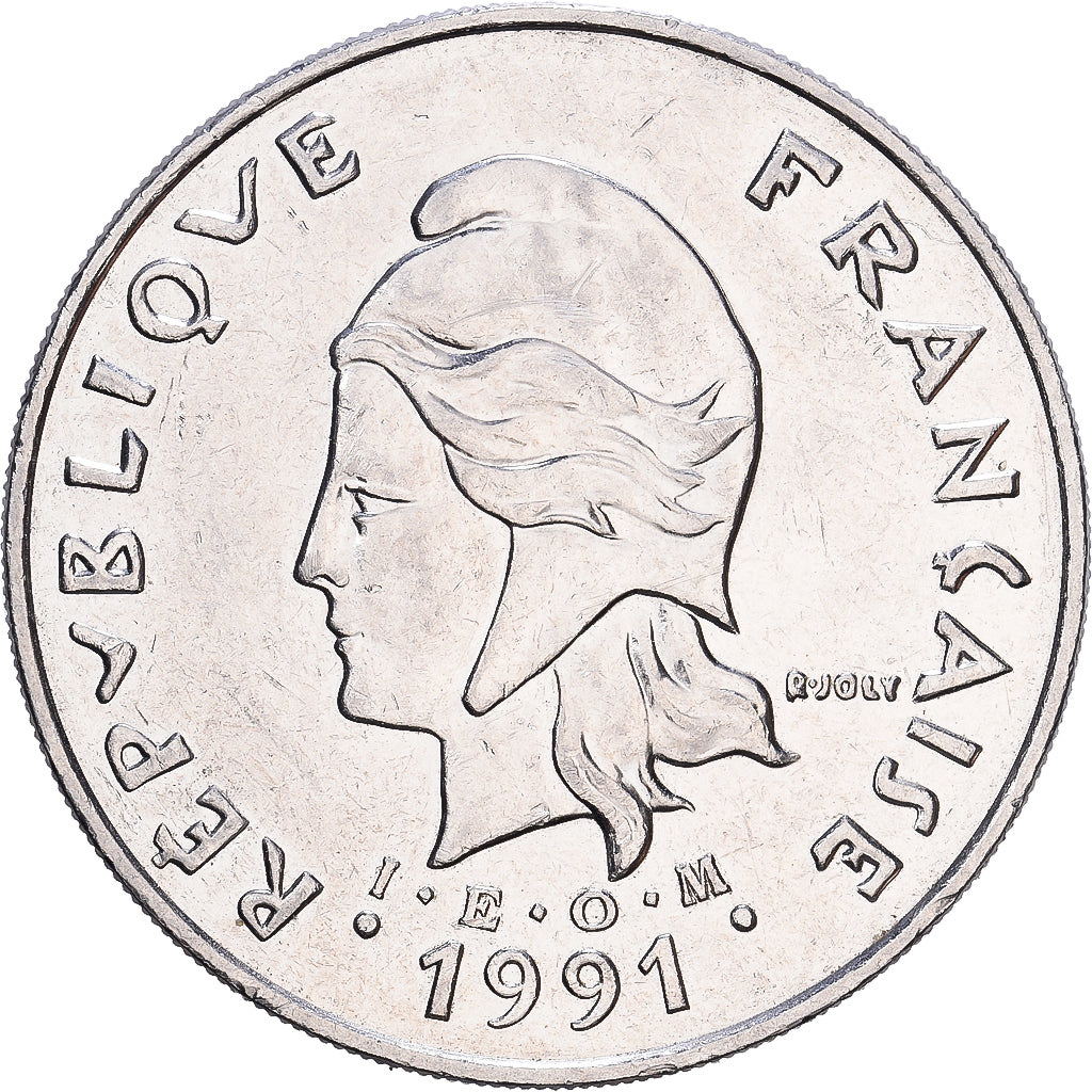 Polinesia francesa, 50 Francs, 1991, Paris, Níquel, MBC