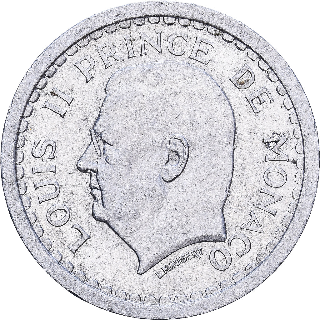 Monaco, 1 Franc, 1943, Paris, Aluminum, F(12-15)